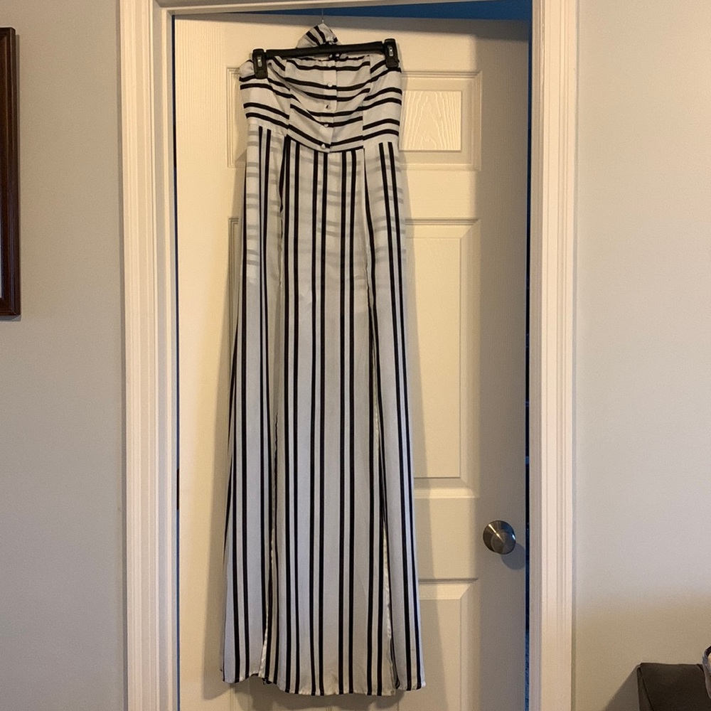 Striped maxi romper